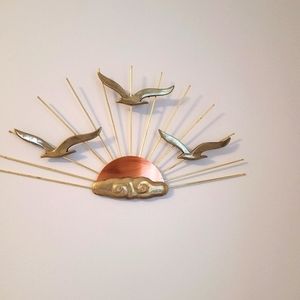 MCM Wall Art Metal Decor Bird in Sunset Brass and Copper